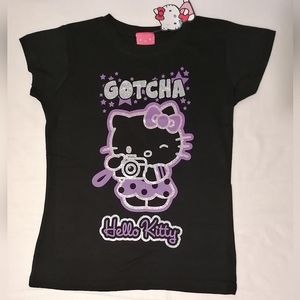 🔥SALE🔥 Hello Kitty Sanrio "Gotcha" Camera Girls T-shirt Tee NWT Size M (10-12)